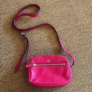 Diane Von Furstenberg Pink Leather Crossbody Bag with Adjustable Strap